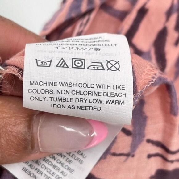 Madewell Womens Small Pink Oasis Palms Floral Tiered Button Dress Cotton Lyocell - Picture 11 of 12